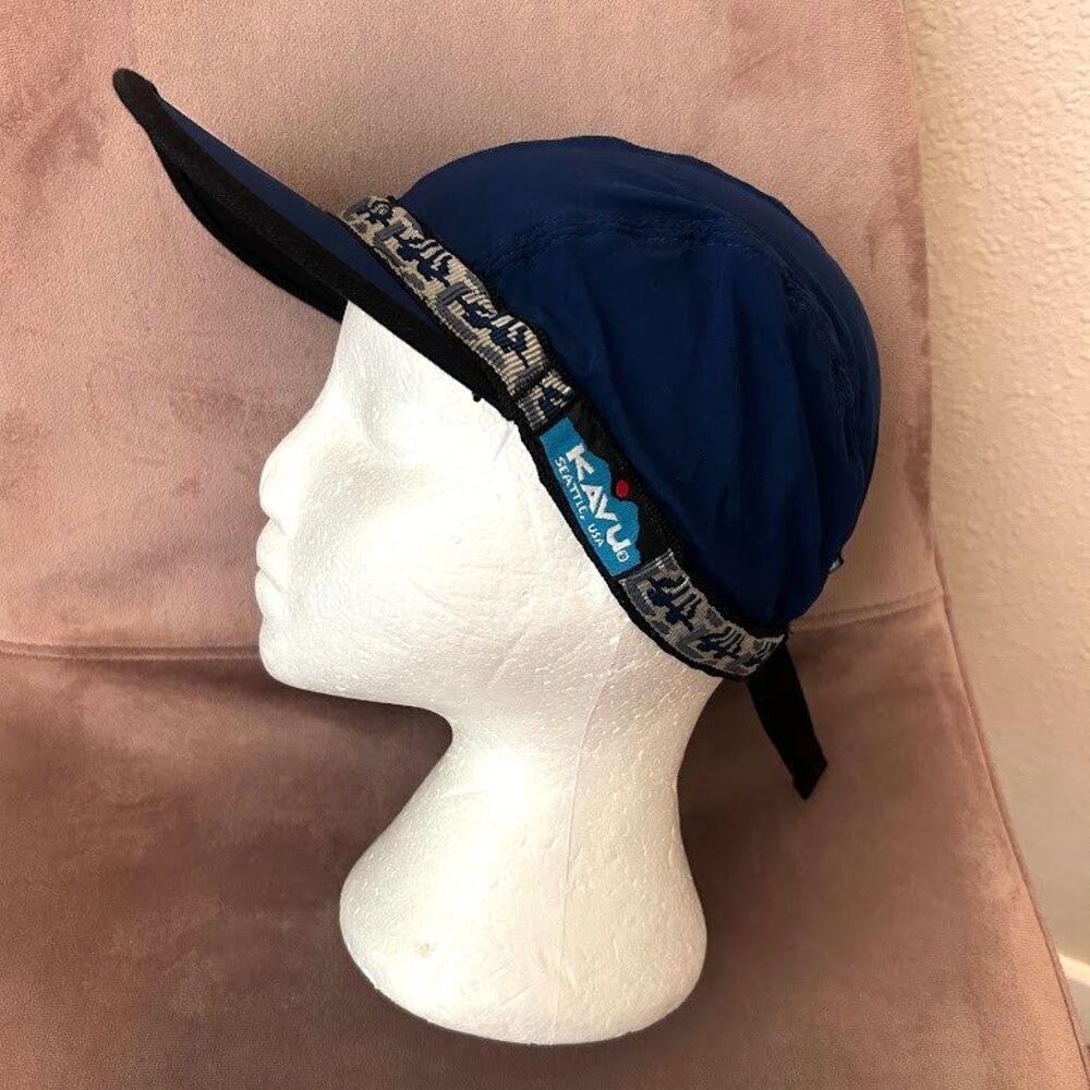 VTG Kavu Strap Cap Hiking Hat Nylon Aztec M Blue USA Made Gorpcore